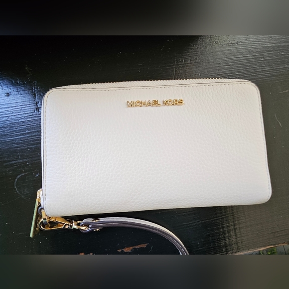 MICHAEL KORS Emilia Large Cream Pebbled Leather Tote Bag & Wallet - Picture 8 of 12